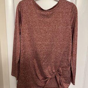 Elegant Maroon Twist-Front Long Sleeve Top